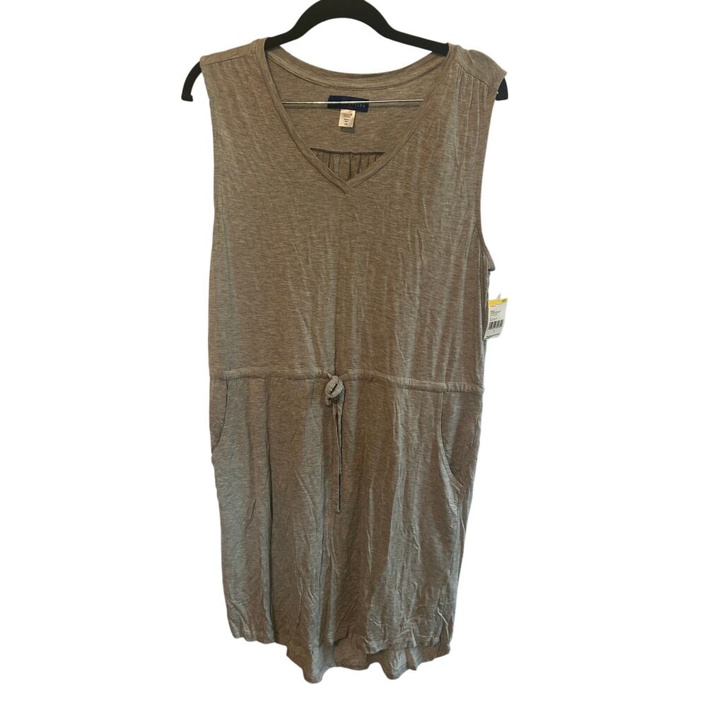 Simply Styled Cinch Waist Pocket Dress Gray Large NWT